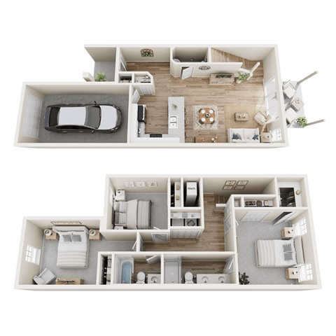 Floor plan for 3 beds, 2.5 baths, 1438 sqft